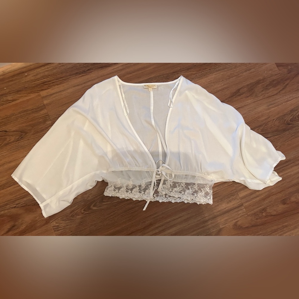 Rebellion White Sheer Blouse with Lace Detail